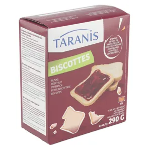 Biscottes à teneur réduite en protides Taranis