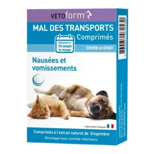 Cachets mal des transports pour chiens et chats Vetoform