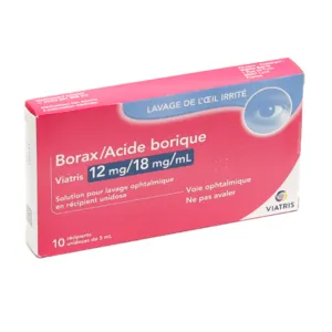 Dosette Borax Acide borique Viatris pour les yeux