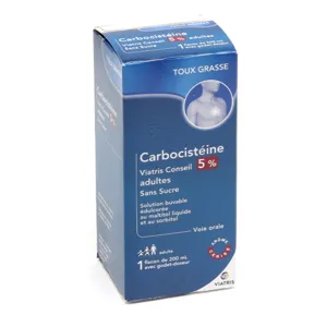 Viatris Carbocisteine sirop sans sucre adulte