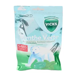 Bonbons Sans sucres Vicks Menthe verte au menthol