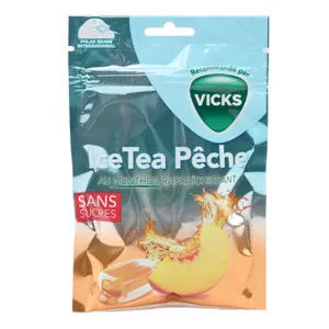 Bonbons sans sucre Vicks  IceTea Pêche
