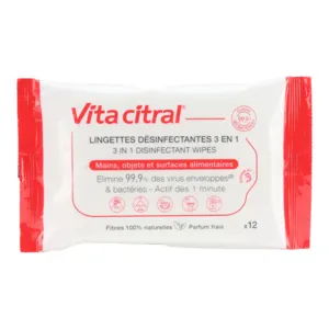 Vita Citral lingettes désinfectantes mains objets surfaces
