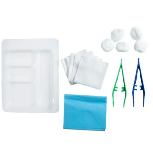 Set stérile de pansement : pinces + compresses + champ