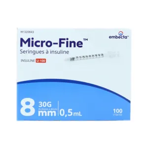 Embecta Micro-fine Seringue à insuline 8mm