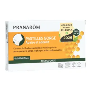 Pastilles pour la gorge citron miel Aromaforce Pranarom