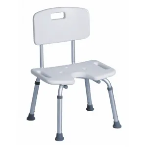 Chaise de douche pieds réglables avec poignées découpées